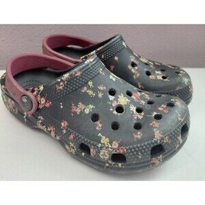 Crocs Kid's Unisex Classic Clog Black/Multi Ditsy Floral Size C13